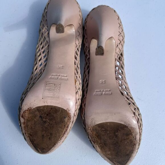 Miu Miu Nude Lattice Heels - Picture 5 of 6